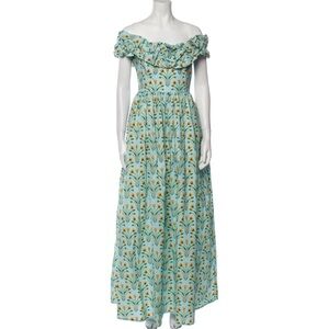 SOLD !! Agua by Agua Bendita Green Ruffled Tiered Maxi Dress